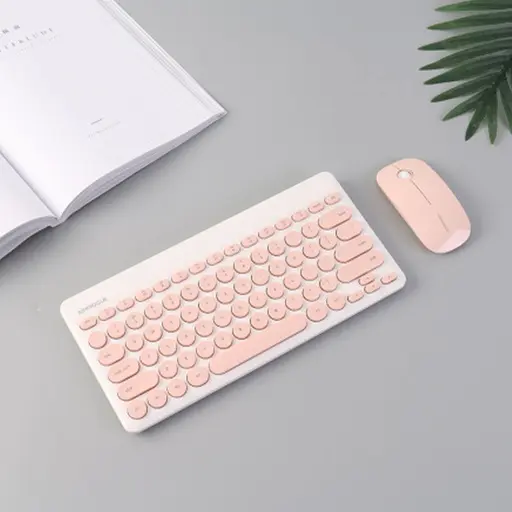 Stylish Wireless Mouse Keyboard Set IK6620 (Pink)