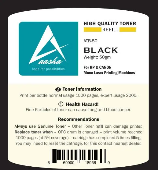 xLab Aasha 50gm High Quality Toner Refill Black