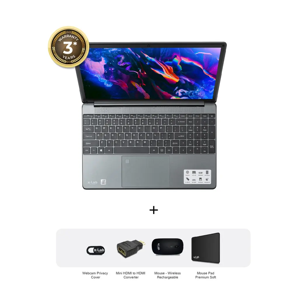 xLab x-Book Series XL-156P Laptop- i3, 8GB RAM, 256GB SSD, Fingerprint Security, 15.6" Full HD Display + Accessories